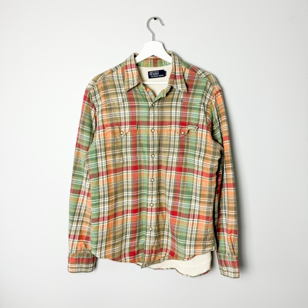 Vintage Polo Ralph Lauren Multicolor cotton waffle knit lined flannel thermal
